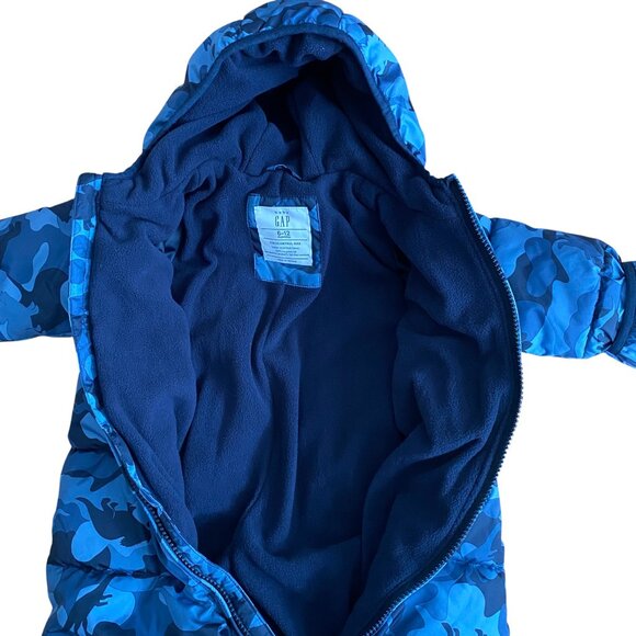 Baby Gap Dinosaur Print ColdControl Max One-Piece Quilted Snowsuit Blue 6-12 mos - Picture 9 of 16